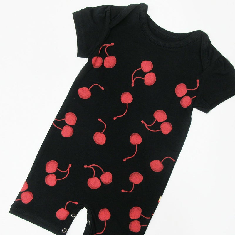 [返品・交換不可商品]ロンパース「CHERRY」（チェリー）カラー/ブラック