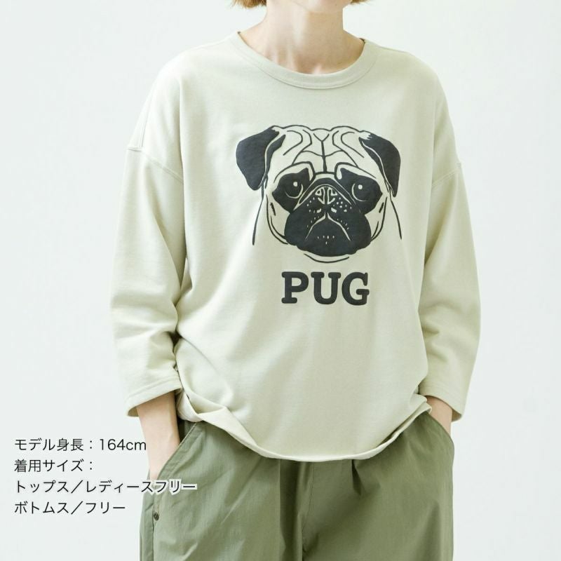 新品タグつき♡ロングシャツ♡パグシリーズ 返品・交換不可商品]七分袖Tシャツ（ミニ裏毛）「PUG」（パグ） | T