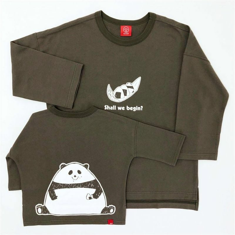[返品・交換不可商品]七分袖Tシャツ（ミニ裏毛）「OMUSUBI PANDA」（おむすびパンダ）