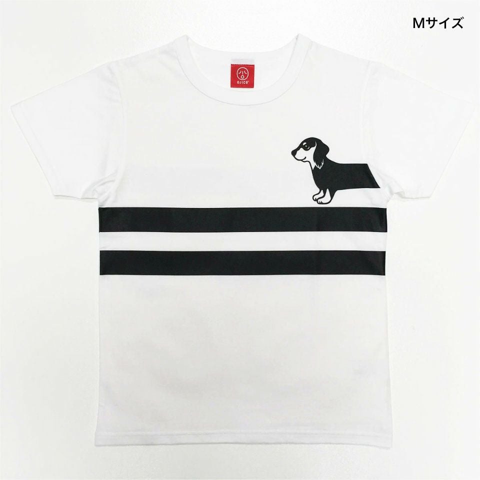 [返品・交換不可商品]半袖Tシャツ「BOR-DACHSHUND」（ボーダーックスフント） ホワイト 2A（75-85cm）