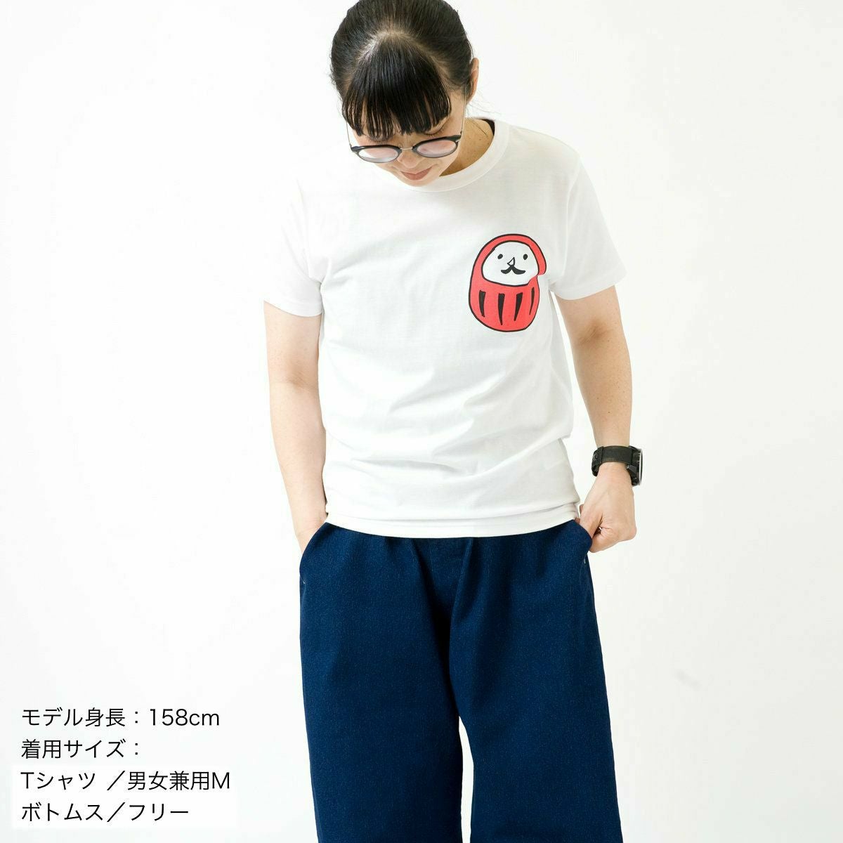 【週末限定値引き】だるまいずごっど　Tシャツ Mサイズ月曜には戻します。 黒柴印和んこ堂 ポリ天竺柴っ子だるま半袖Tシャツ【AOKI公式通販】