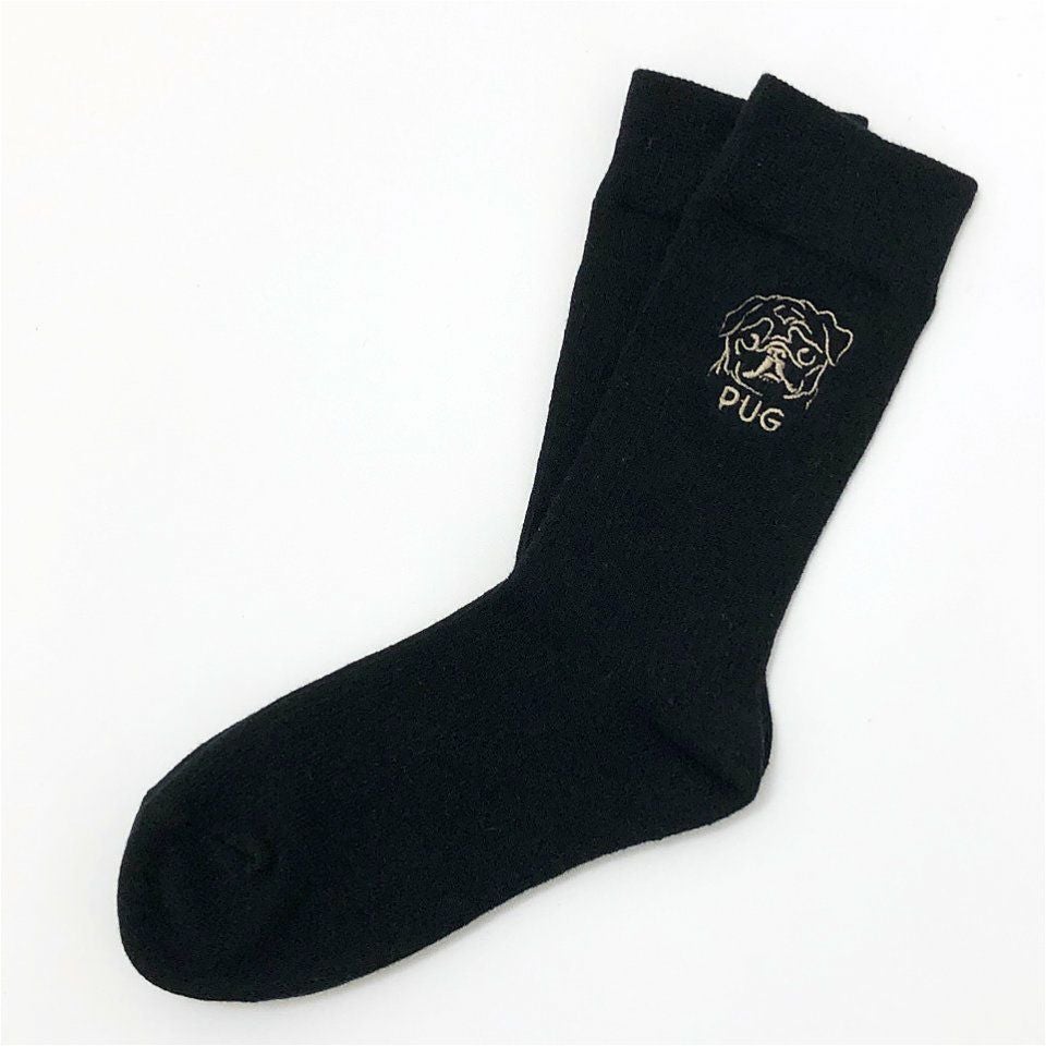刺繍リブソックス「パグ2」 | TシャツのOJICO