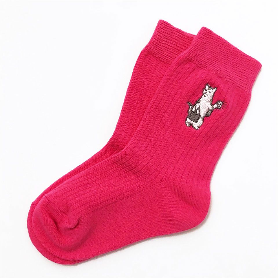 刺繍リブソックス「neco」