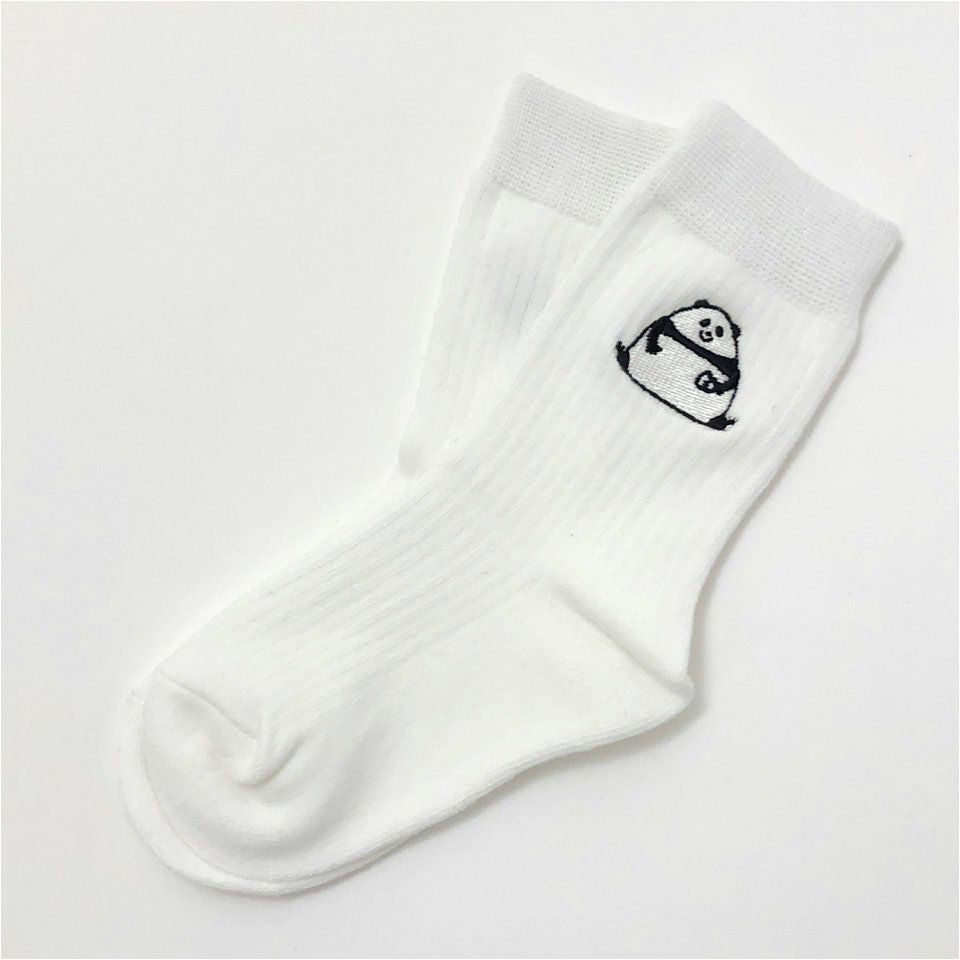 刺繍リブソックス「おむすびパンダ」