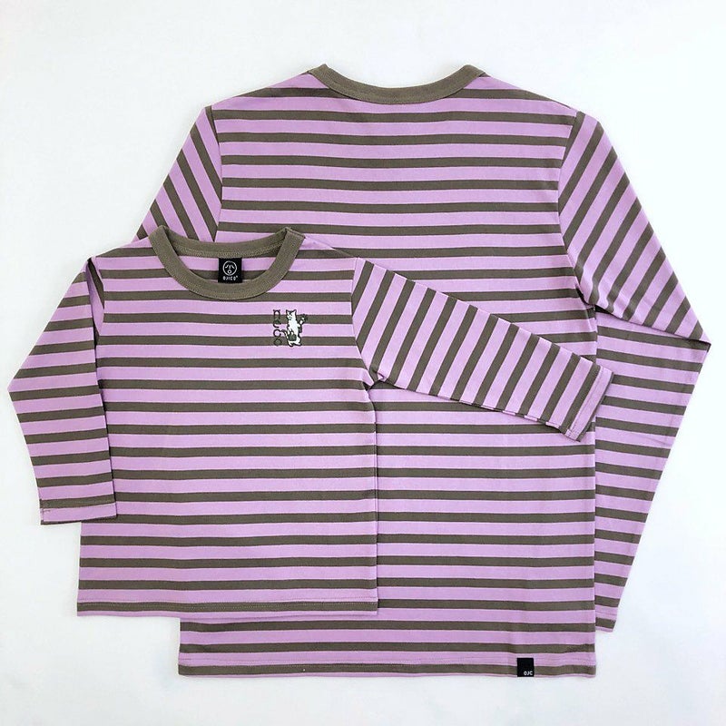 刺繍ボーダー長袖Tシャツ「neco」（ネコ）