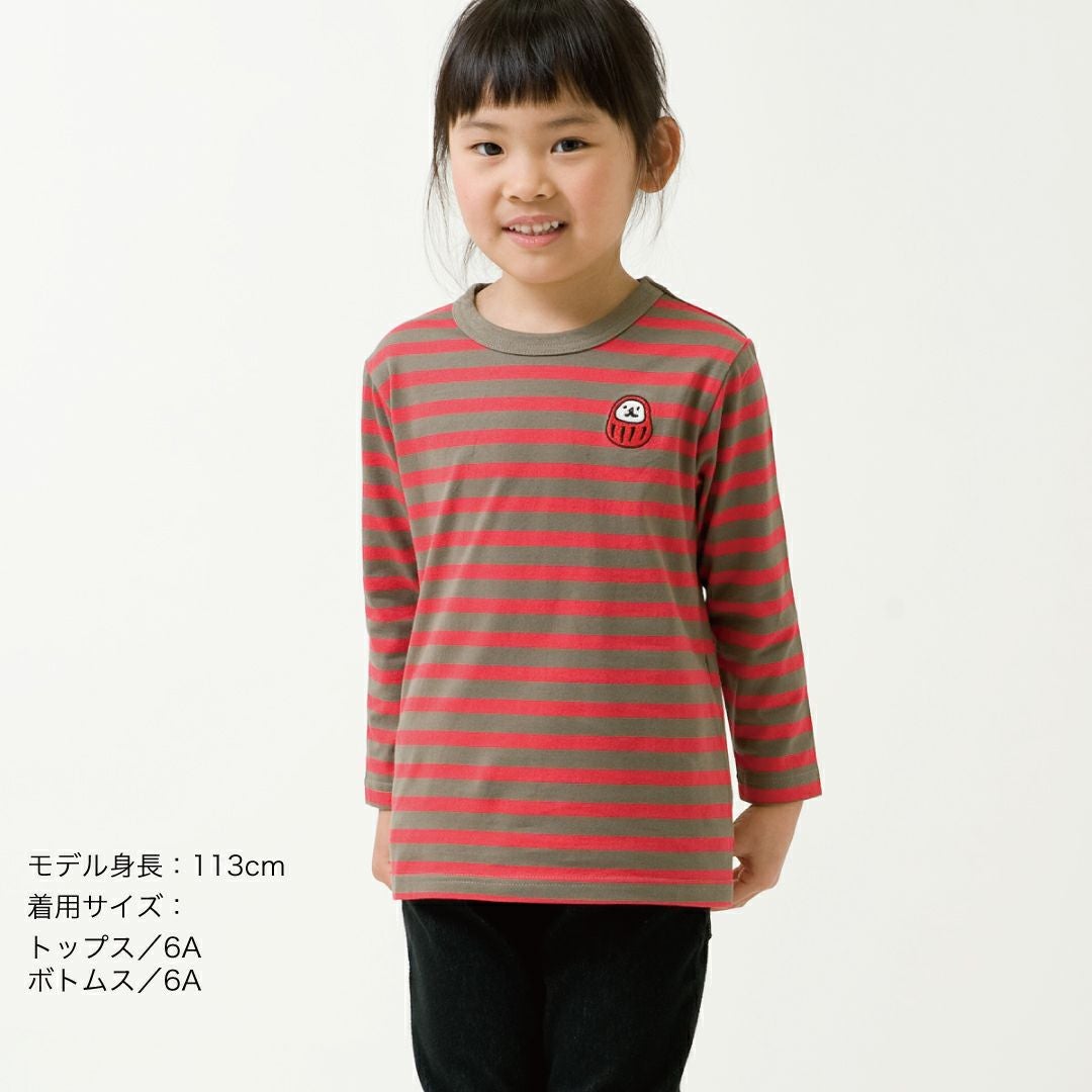 刺繍ボーダー長袖Tシャツ「DARUMA」（ダルマ） | TシャツのOJICO