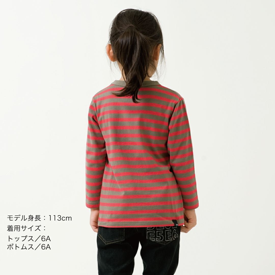 刺繍ボーダー長袖Tシャツ「DARUMA」（ダルマ） | TシャツのOJICO