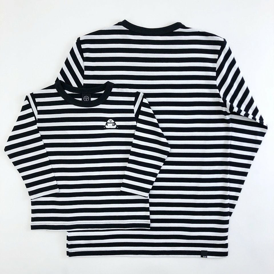 刺繍ボーダー長袖Tシャツ「OMUSUBI PANDA」（おむすびパンダ） | T