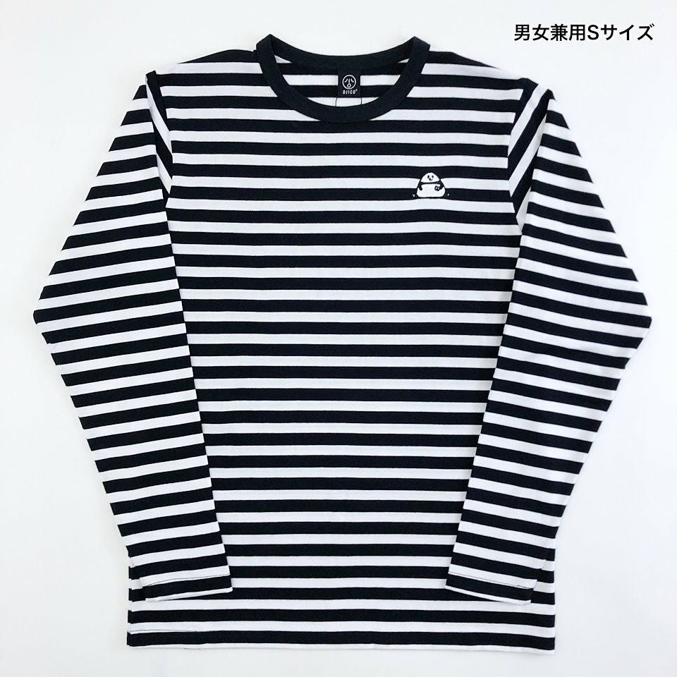 刺繍ボーダー長袖Tシャツ「OMUSUBI PANDA」（おむすびパンダ） | T