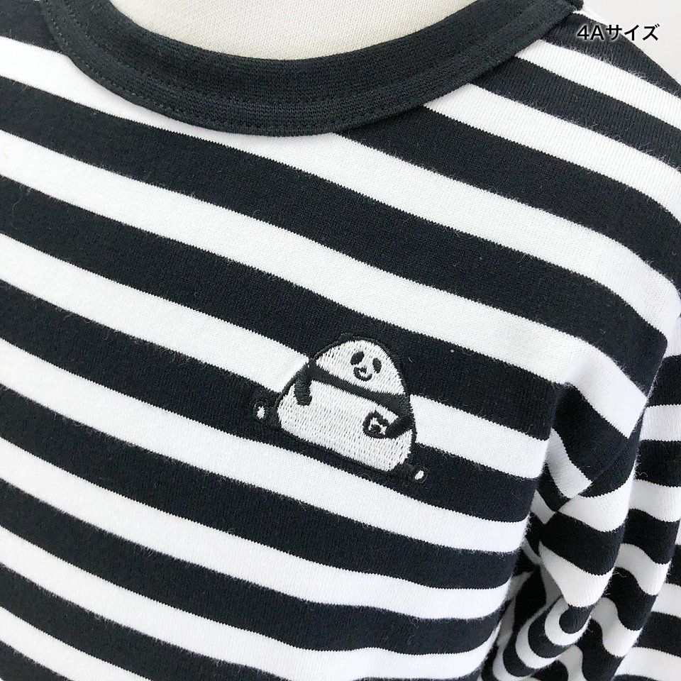 刺繍ボーダー長袖Tシャツ「OMUSUBI PANDA」（おむすびパンダ） | T
