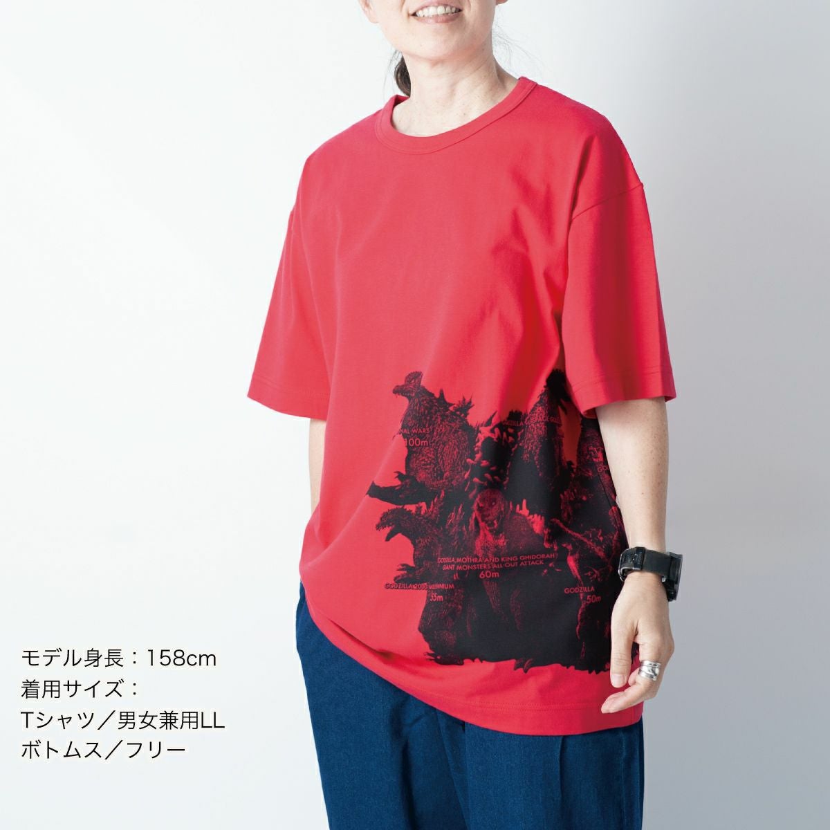 はざま ゴジラ ロゴTシャツ red　size:M ゴジラ｜OJICO コラボTシャツ『オールスター』 | TシャツのOJICO
