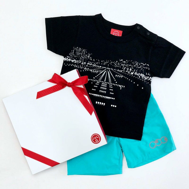 ベビーギフトセット・ランディング（半袖Tシャツ＋ポケッタブルハーフパンツ）