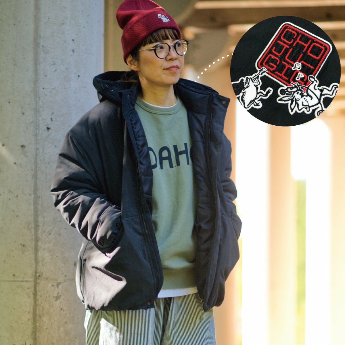 [返品・交換不可商品]サイドジップ中綿アウター「鳥獣GIG」（鳥獣ギグ）