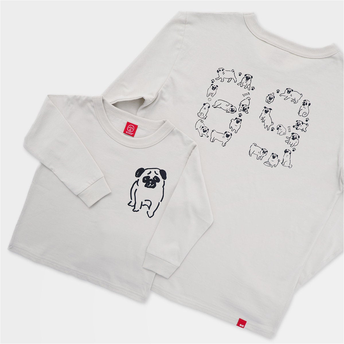 長袖Tシャツ（袖口リブ）「89」（パグ）