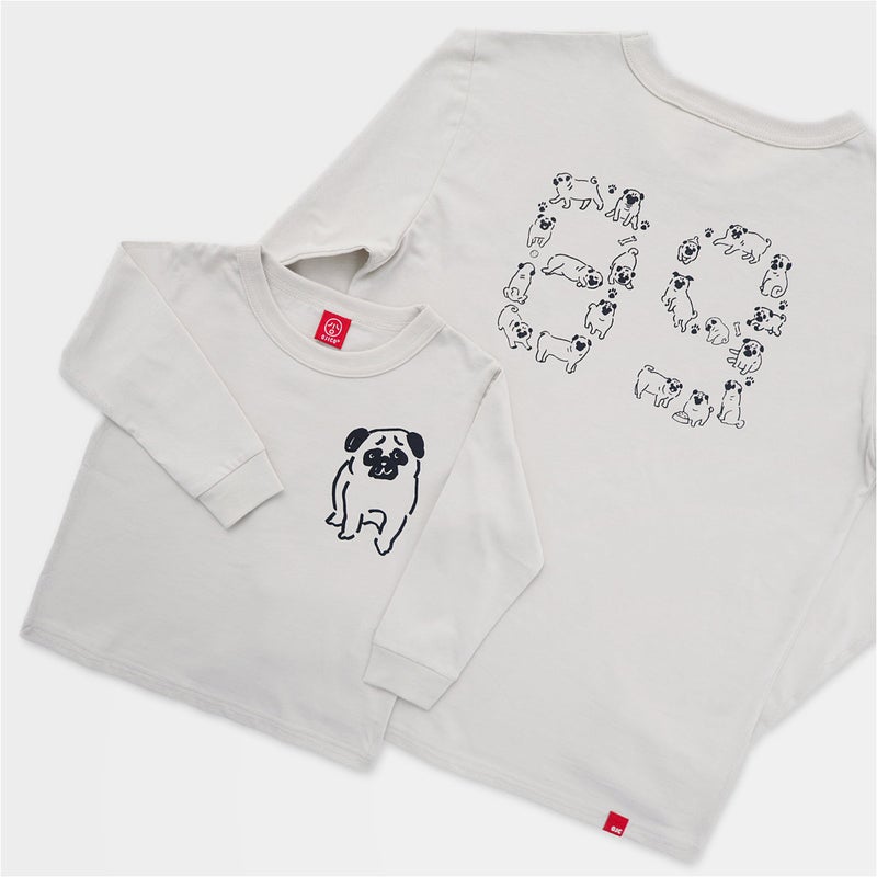 長袖Tシャツ（袖口リブ）「89」（パグ）